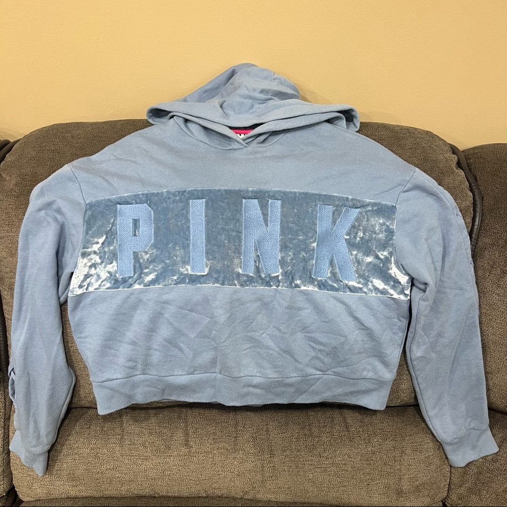 VS Pink cropped suede/velvet hoodie super soft
